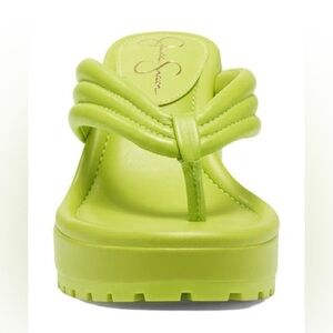 Jessica Simpson Kemnie Womens Leather Slip On Wedge Sandals, Green, Size 7 1/2